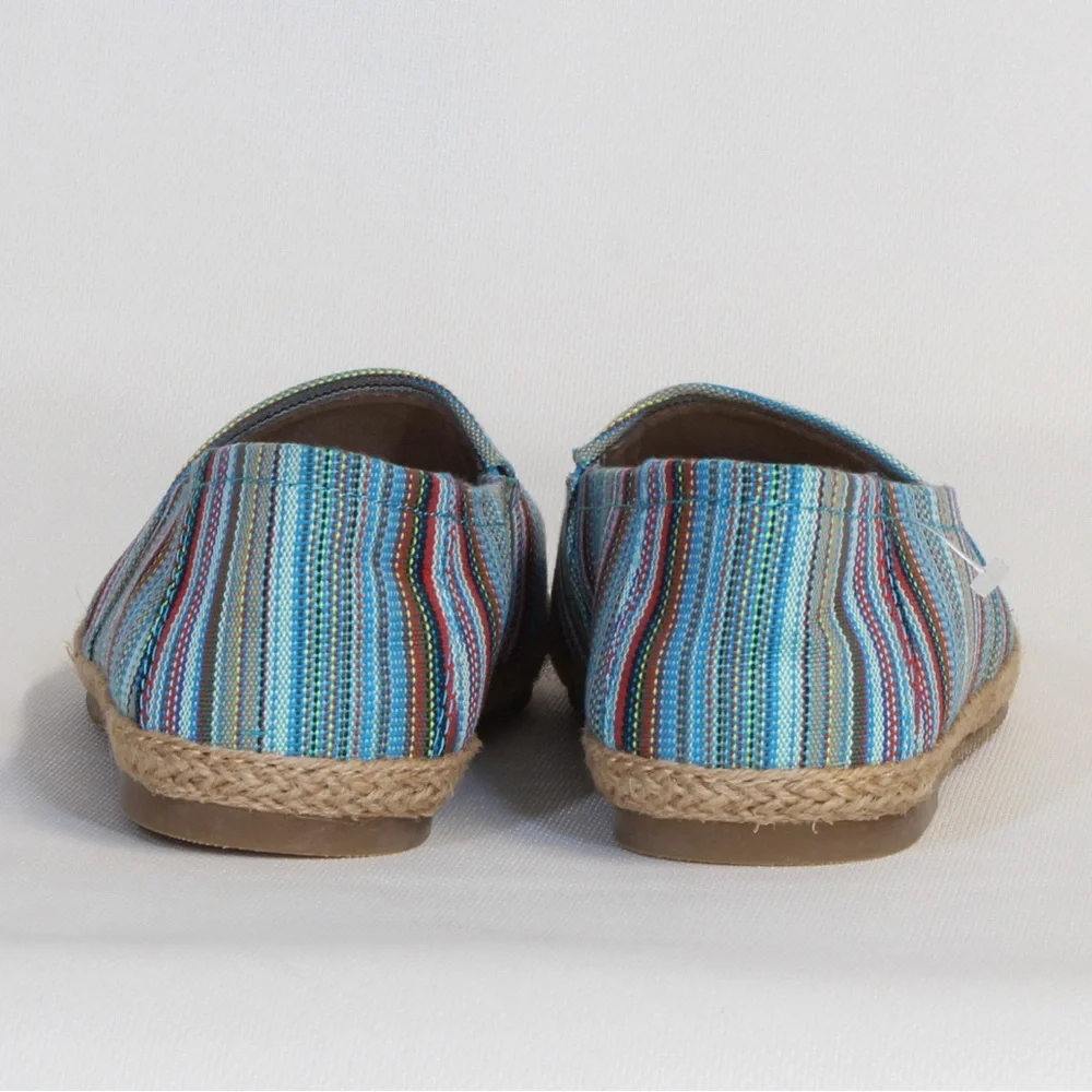 Aetrex Kylie Slip-On Multicolor Stripped Espadrille Flats with Arch Support